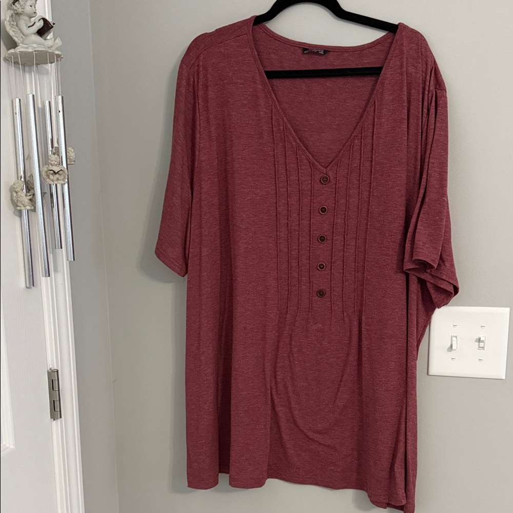 BloomChic Maroon V-Neck Tunic